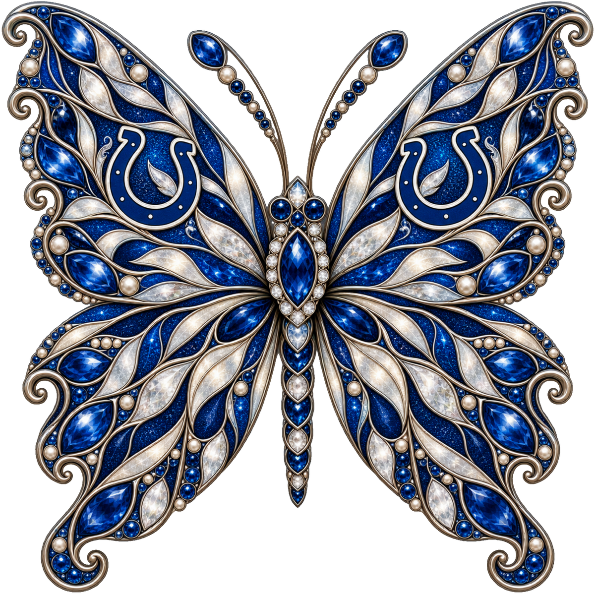 Indianapolis Colts Jeweled Butterfly DTF transfer