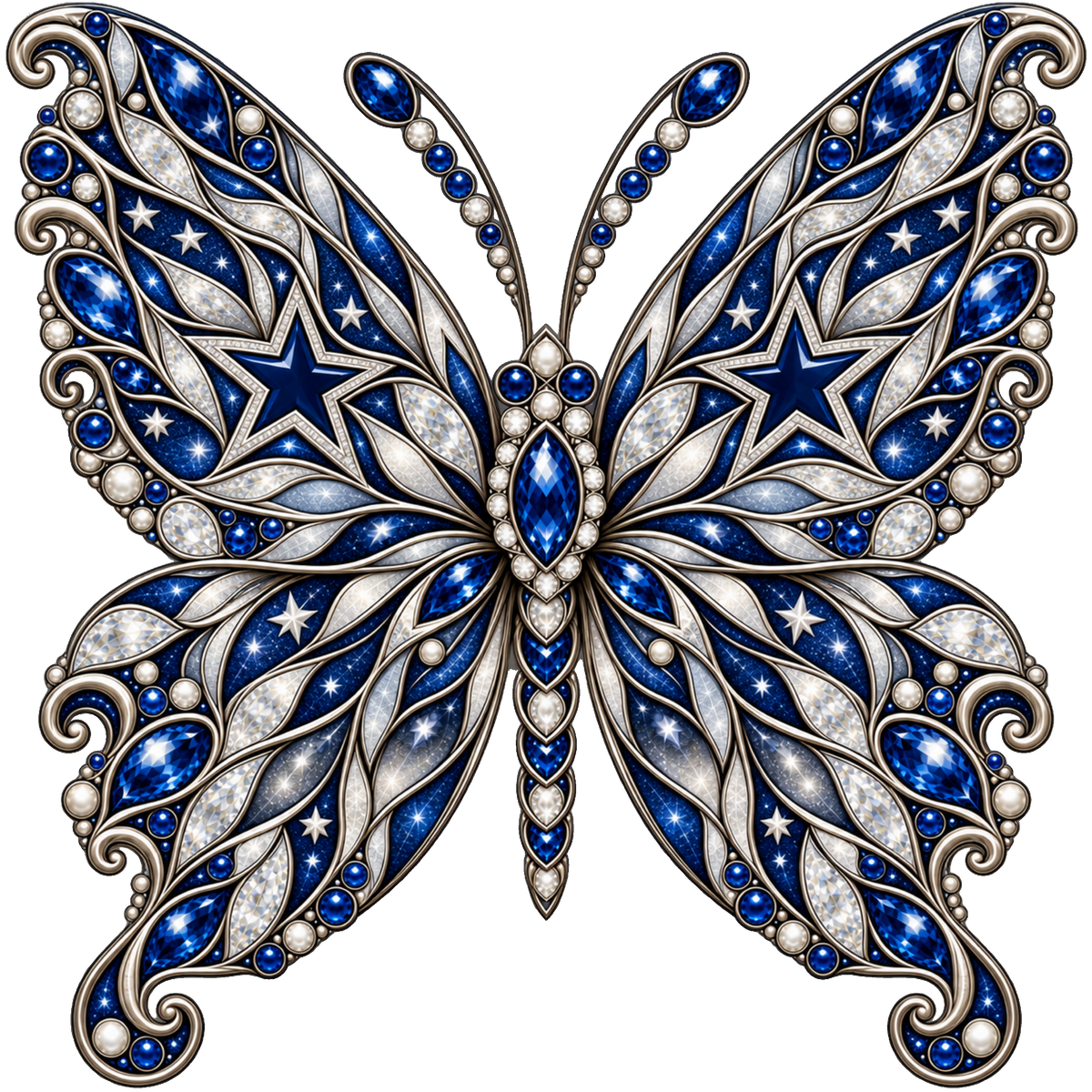 Dallas Cowboys Jeweled Butterfly DTF transfer