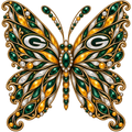 Green Bay Packers Jeweled Butterfly DTF transfer