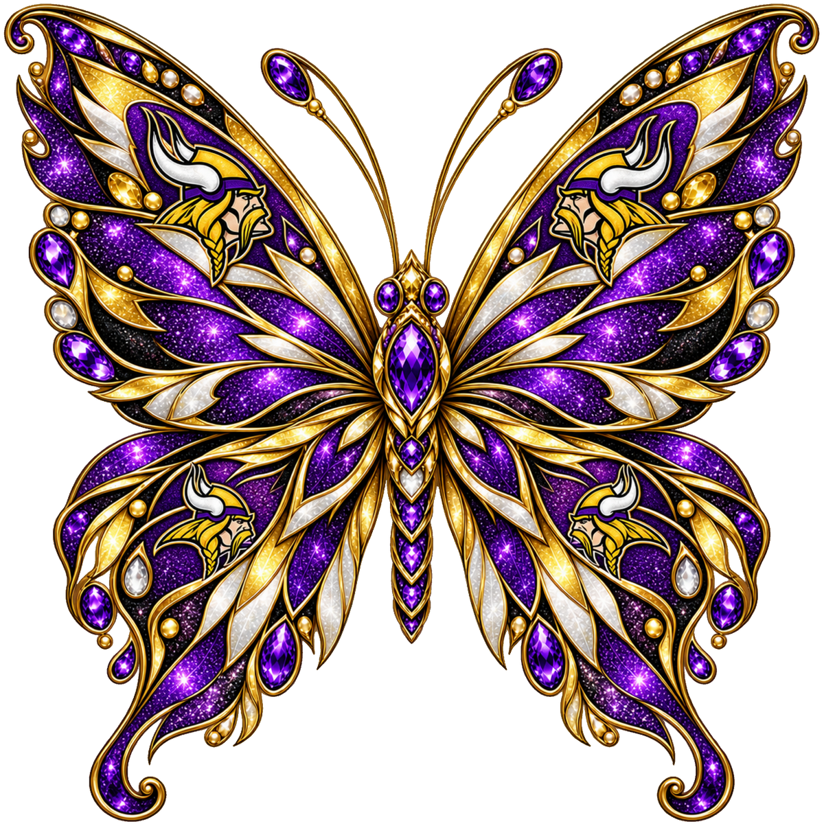 Minnesota Vikings Jeweled Butterfly DTF transfer