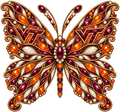 Virginia Tech Hokies Jeweled Butterfly DTF transfer