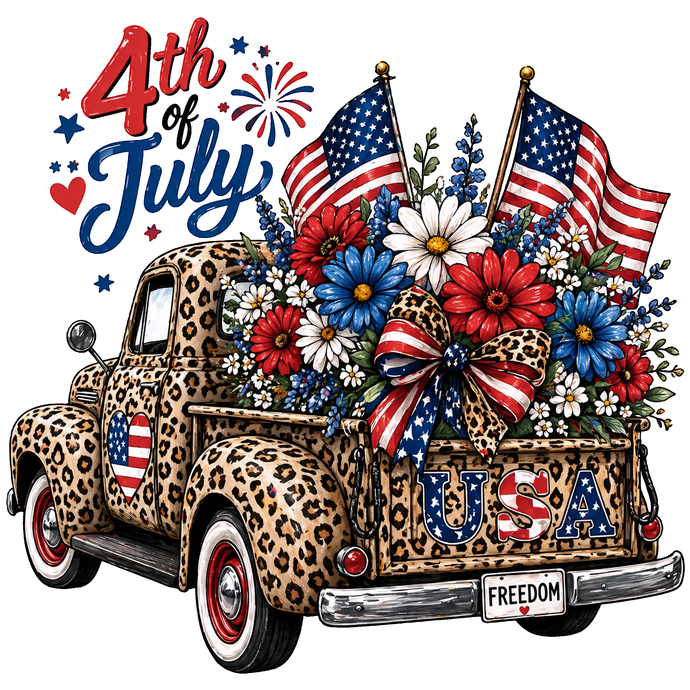 4th Of July Vintage Truck & Flowers