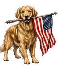Golden Retreiver w/flag
