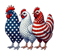 Hens (red, white, blue)