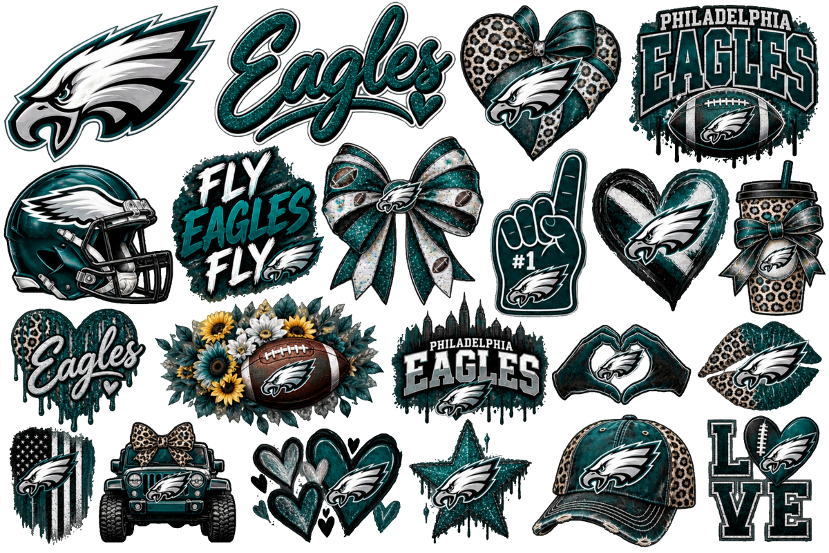Philadelphia Eagles Sticker Collage gang sheet