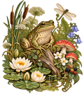 Vintage Frog Pond Botanical DTF transfer