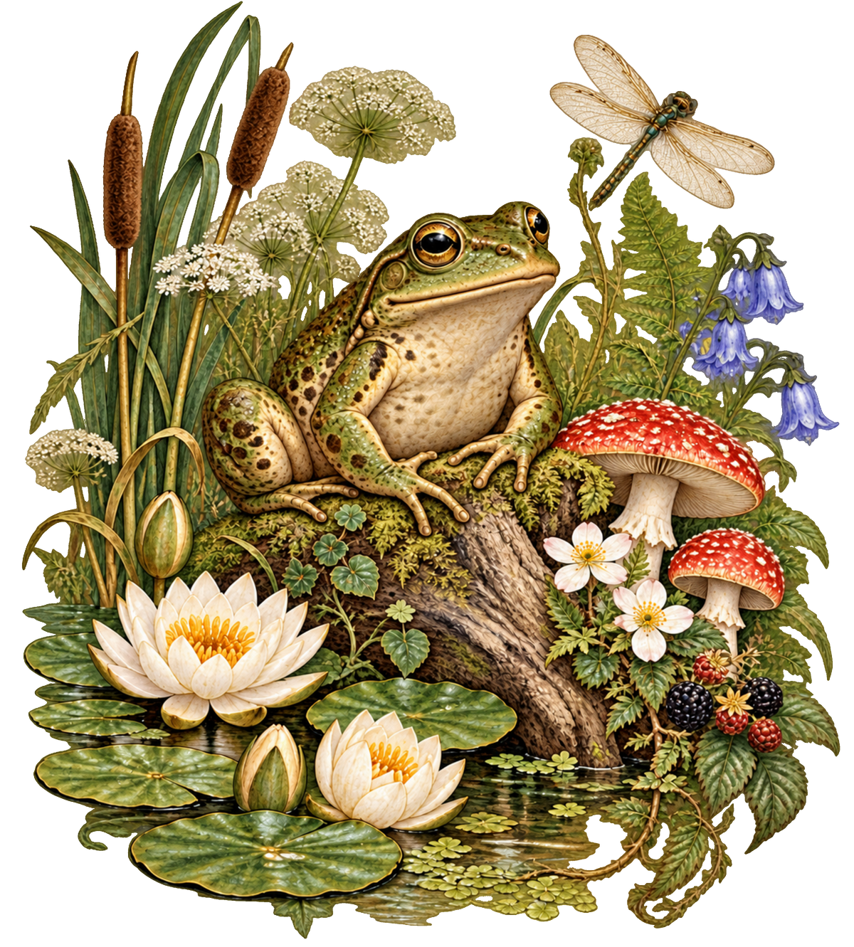 Vintage Frog Pond Botanical DTF transfer