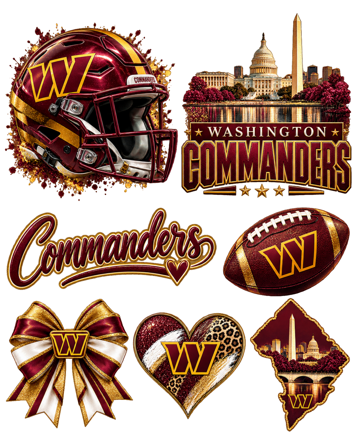 Washington Commanders Sticker Collage gang sheet