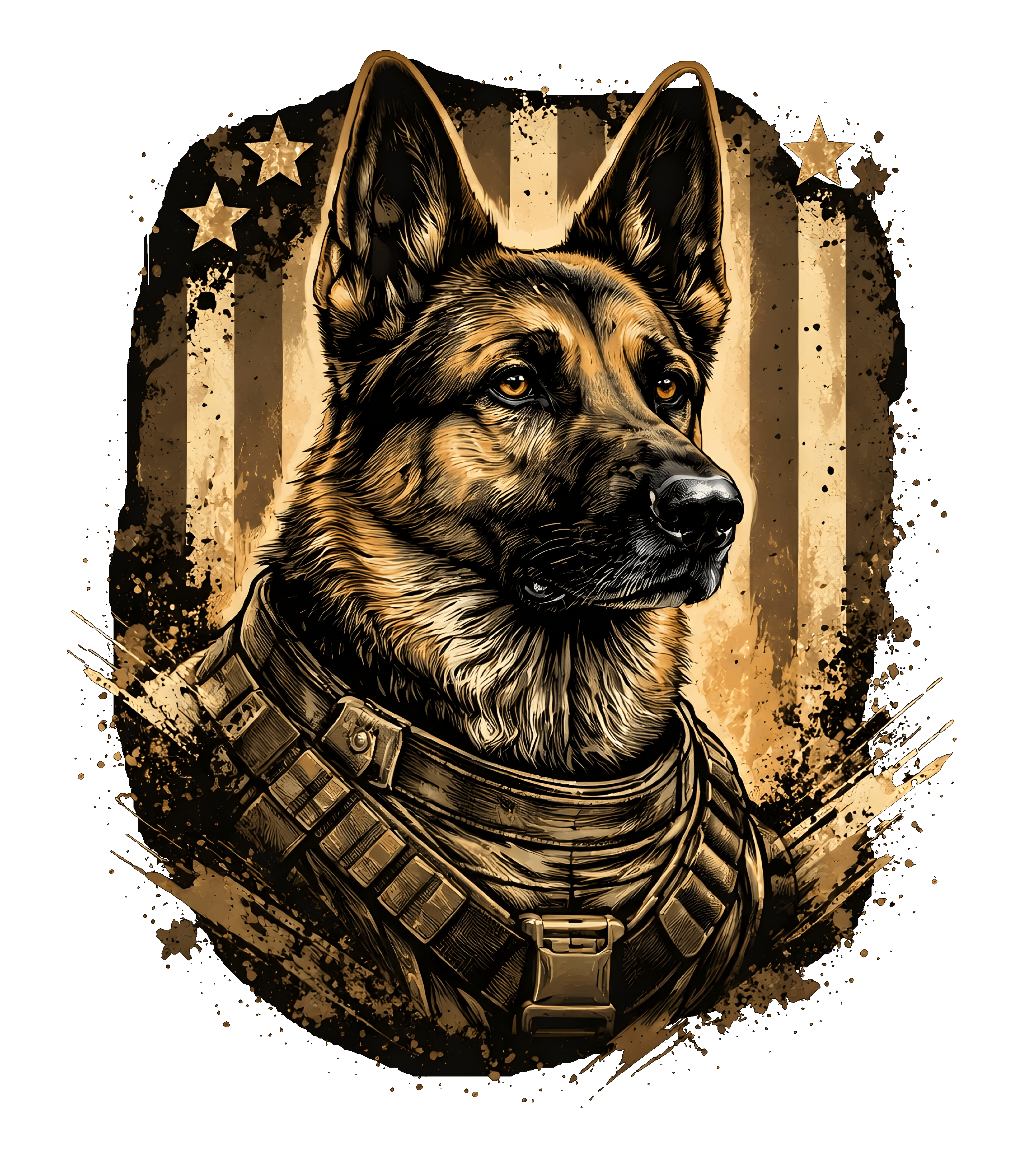 German Shepherd w/Flag