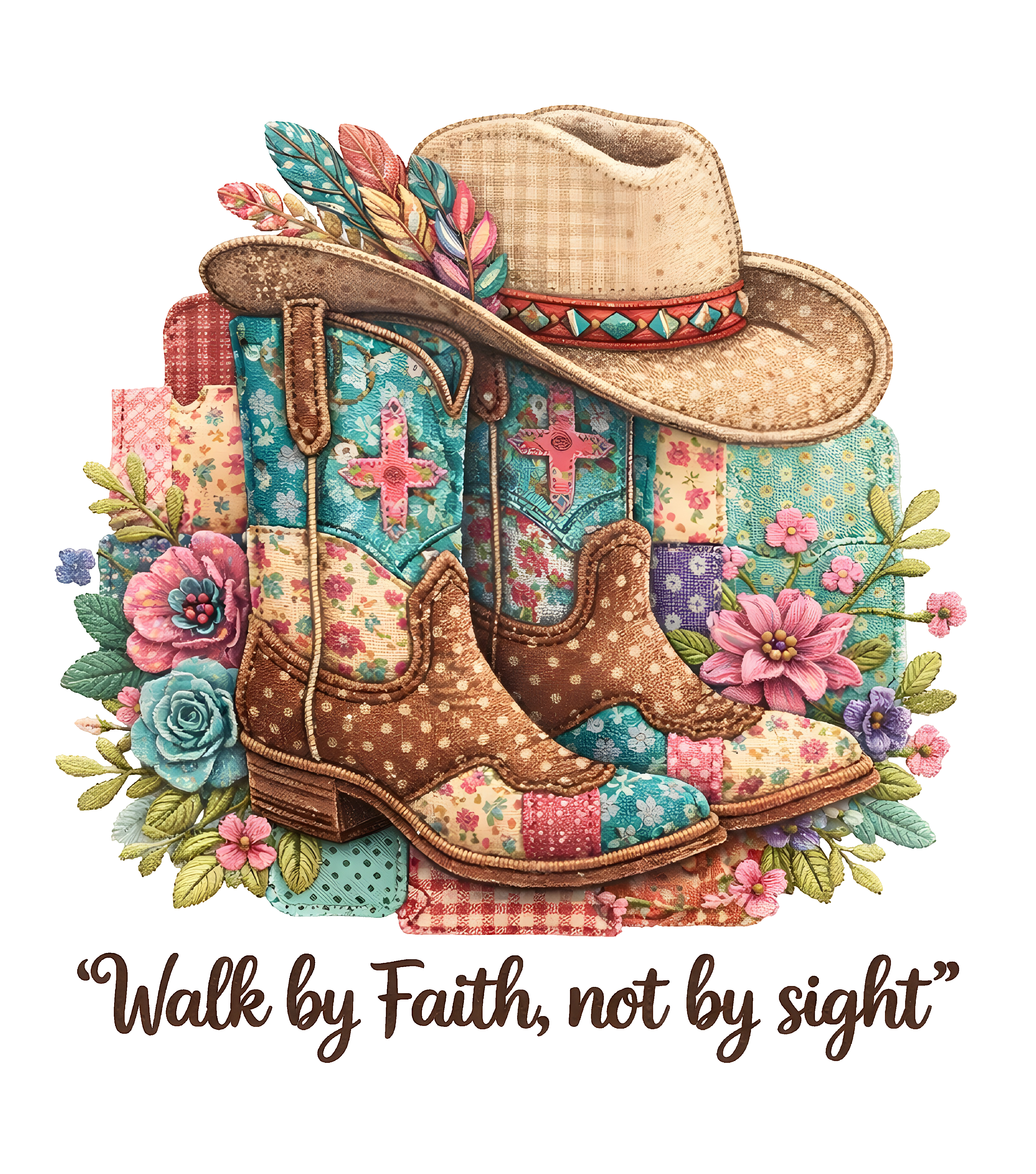 Walking by Faith (floral boots & hat)