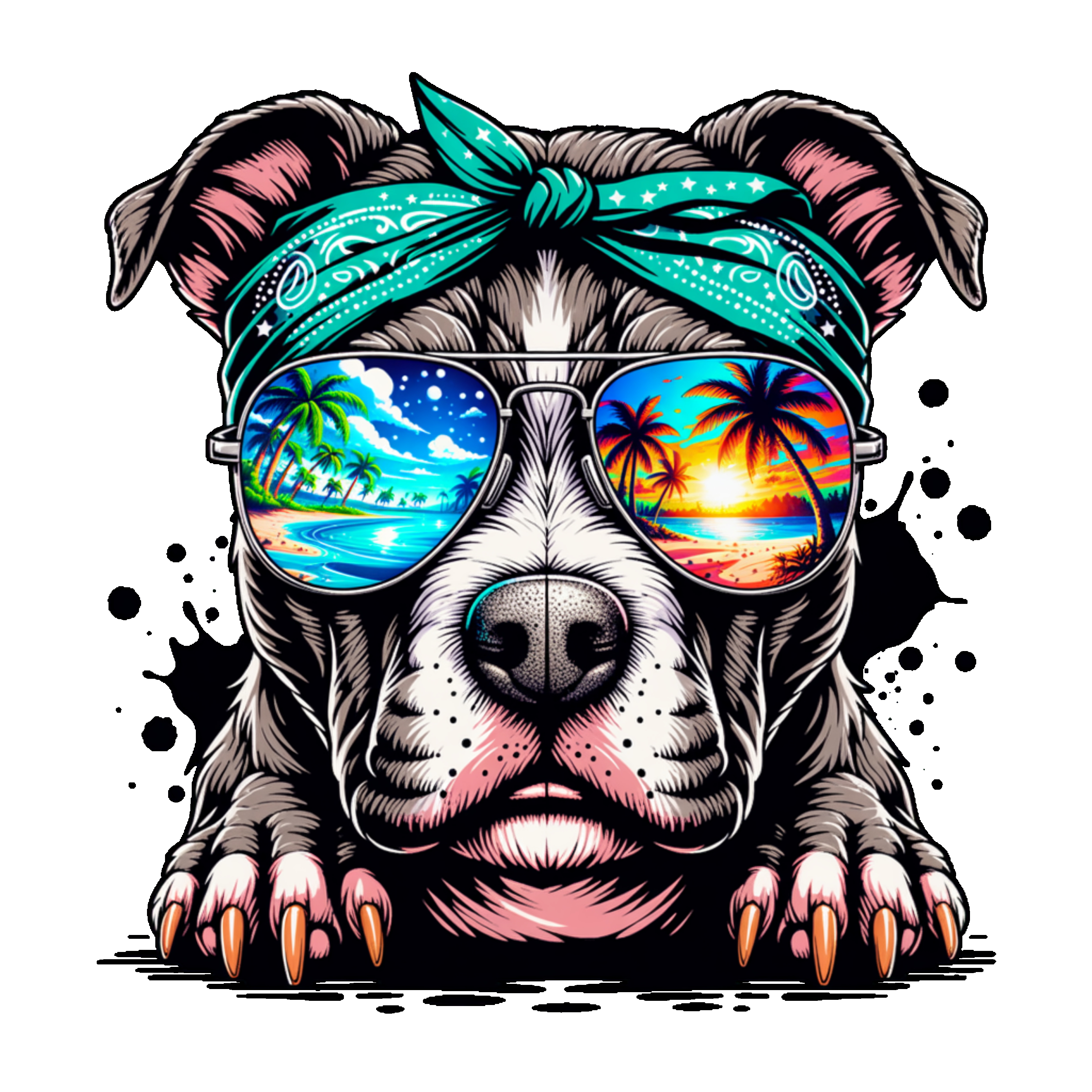 Pitbull w/glasses