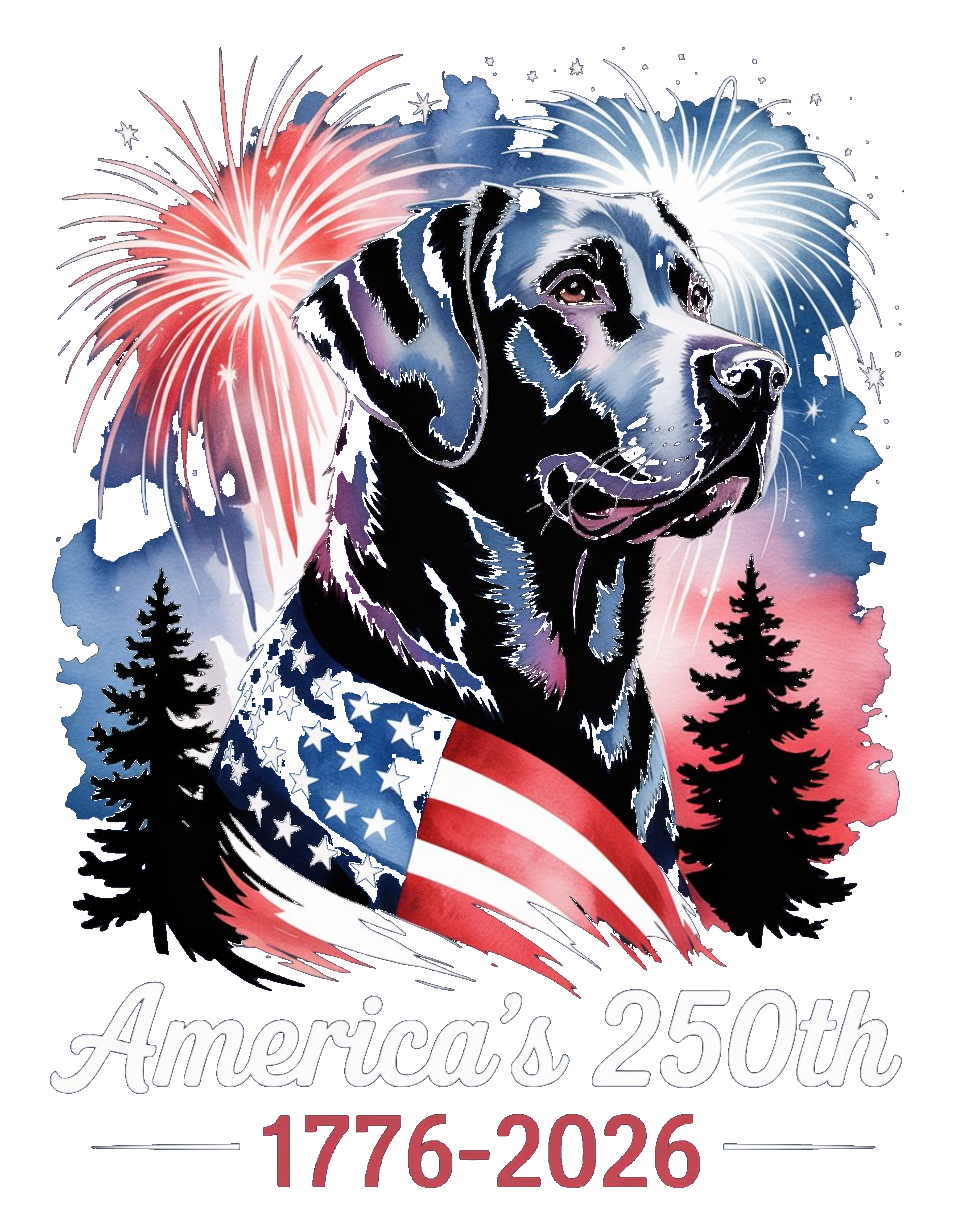 Black Lab w/Flag (Dark Backround)