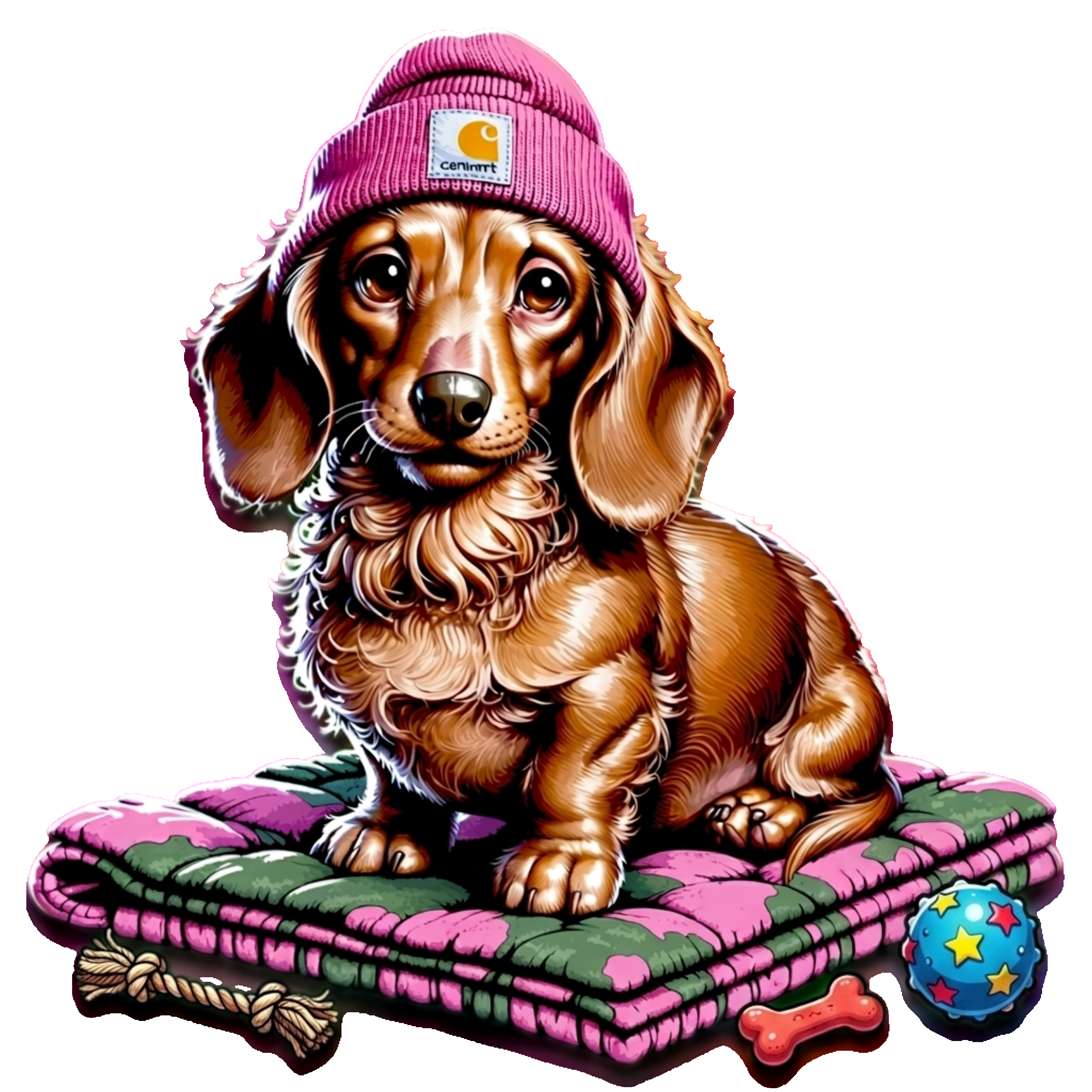 Dachshun (pink carhartt)
