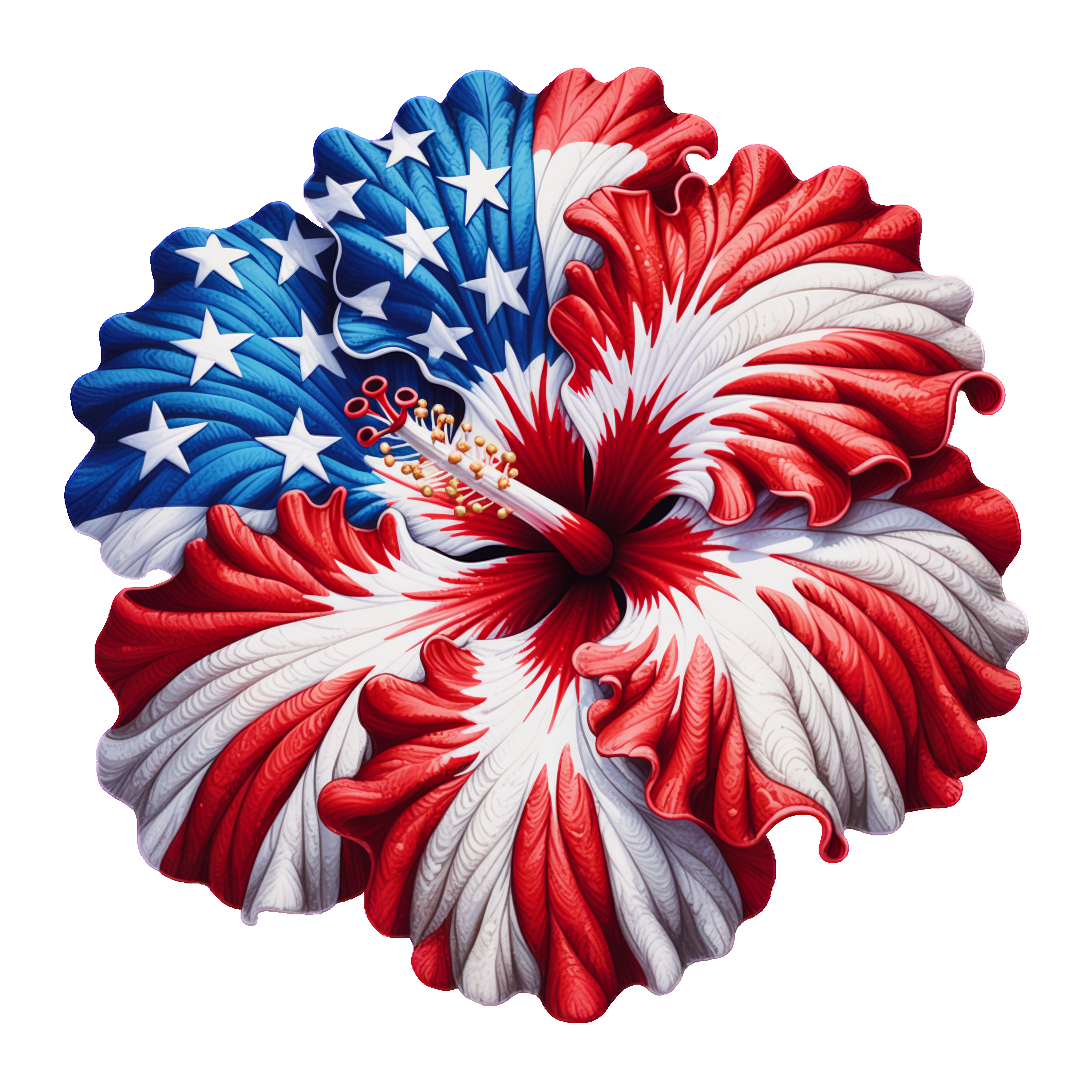 Hibiscus Flower (red, white, blue)