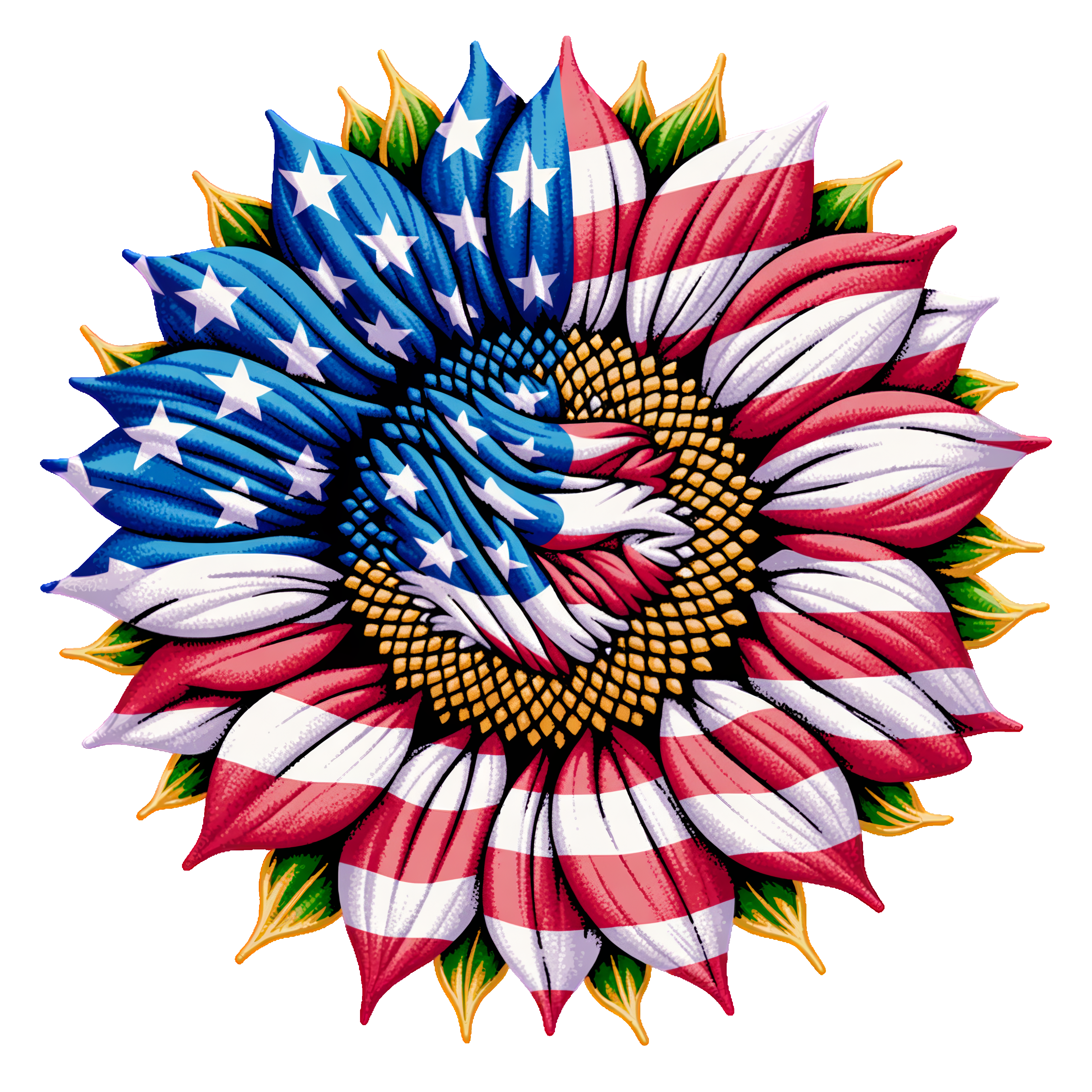 Sun Flower (red, white, blue)