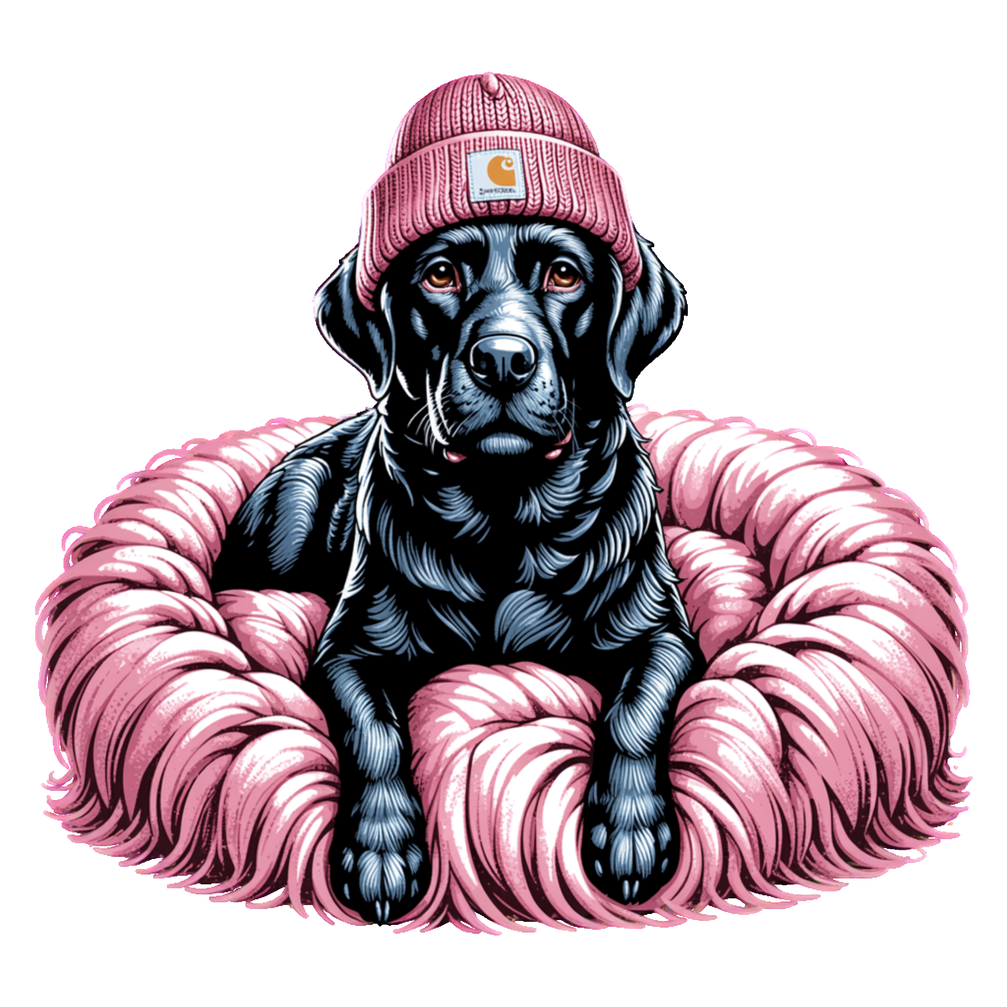 Black Lab (pink carhartt)