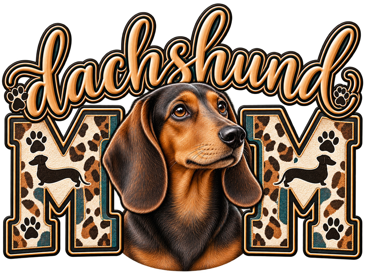 Dachshund Mom Leopard DTF transfer