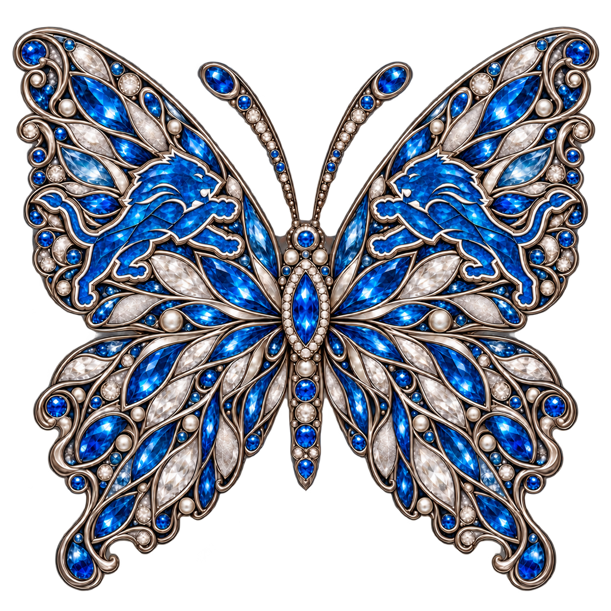 Detroit Lions Jeweled Butterfly DTF transfer