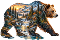 Double Exposure Grizzly Wilderness DTF transfer