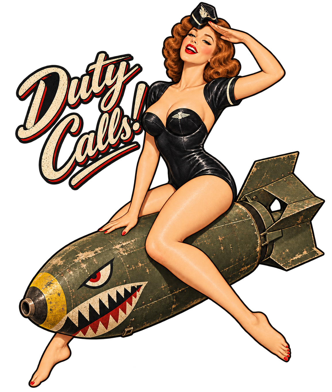 Duty Calls Pin-Up Nose Art DTF transfer