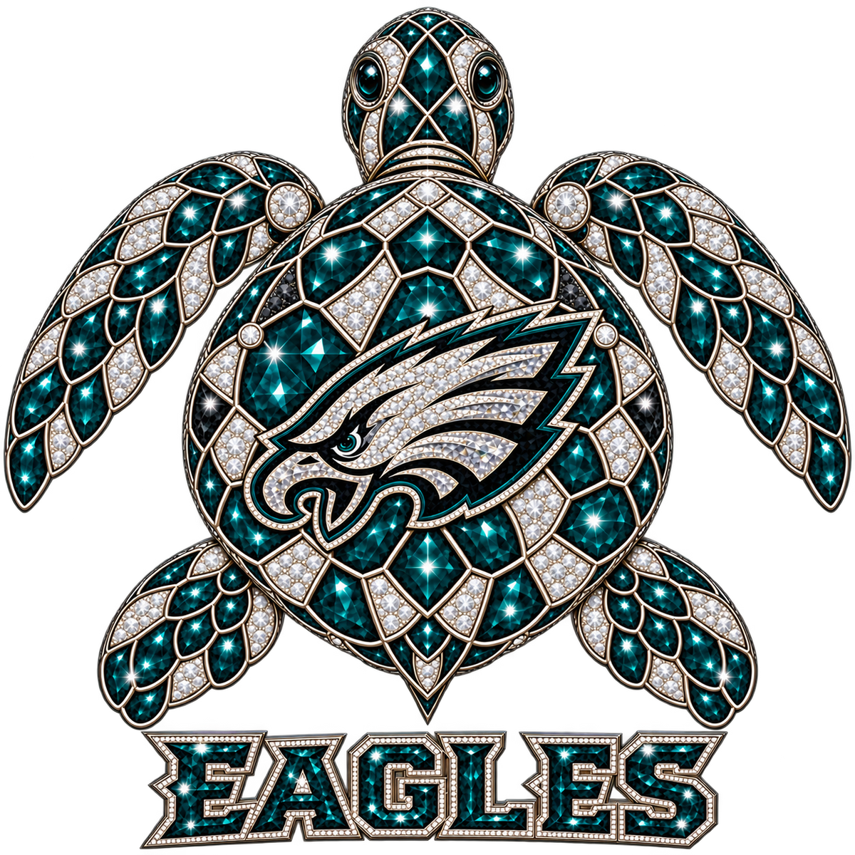 Philadelphia Eagles Jeweled Sea Turtle DTF transfer