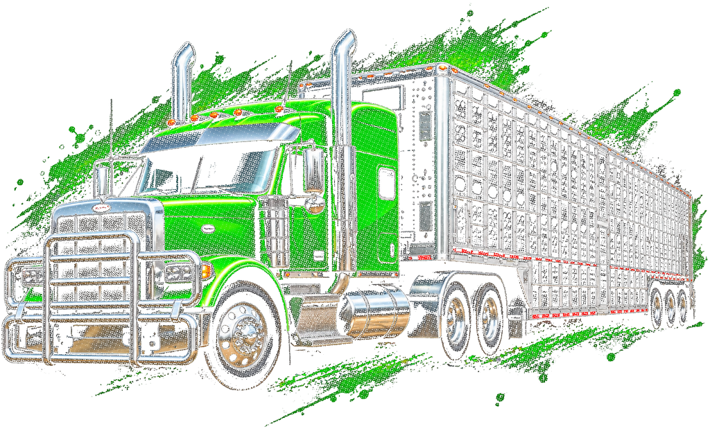 Emerald Chrome Livestock Hauler Halftone shown on a black background