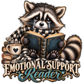 Emotional Support Reader Raccoon DTF transfer