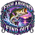 Fish Around Find Out Purple Bass Emblem DTF transfer