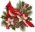 Christmas Cardinal and Poinsettia DTF transfer