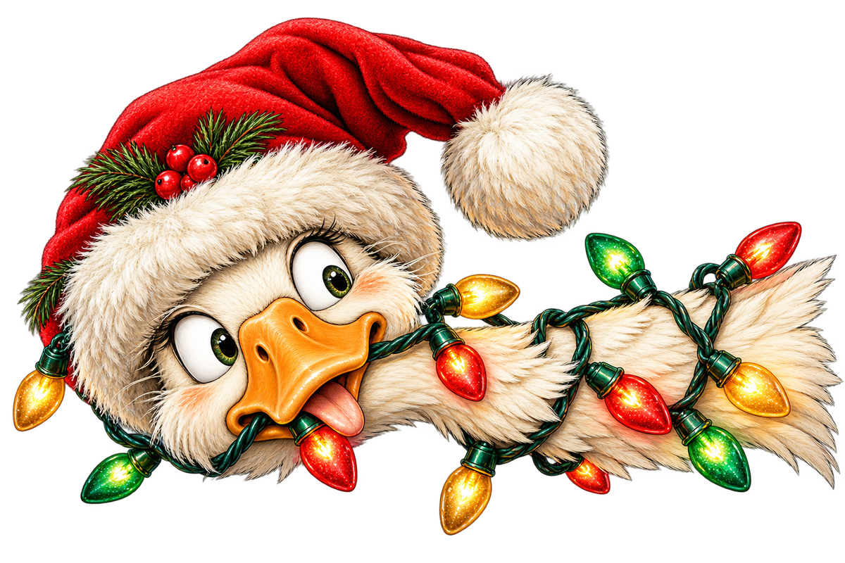 Christmas Lights Tangled Duck DTF transfer