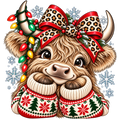 Festive Highland Cow Christmas Sweater DTF transfer