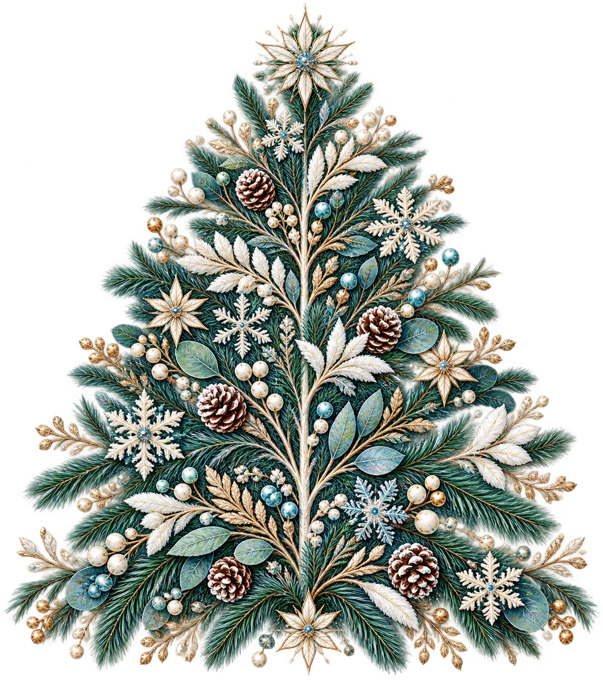 Frosted Botanical Holiday Tree DTF transfer