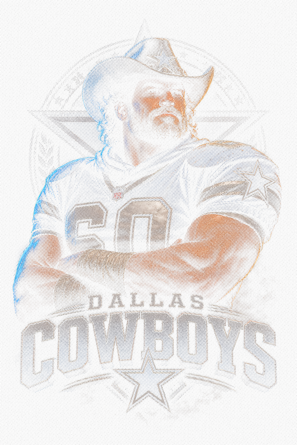 Dallas Cowboys Gridiron3 Halftone (Black Background)