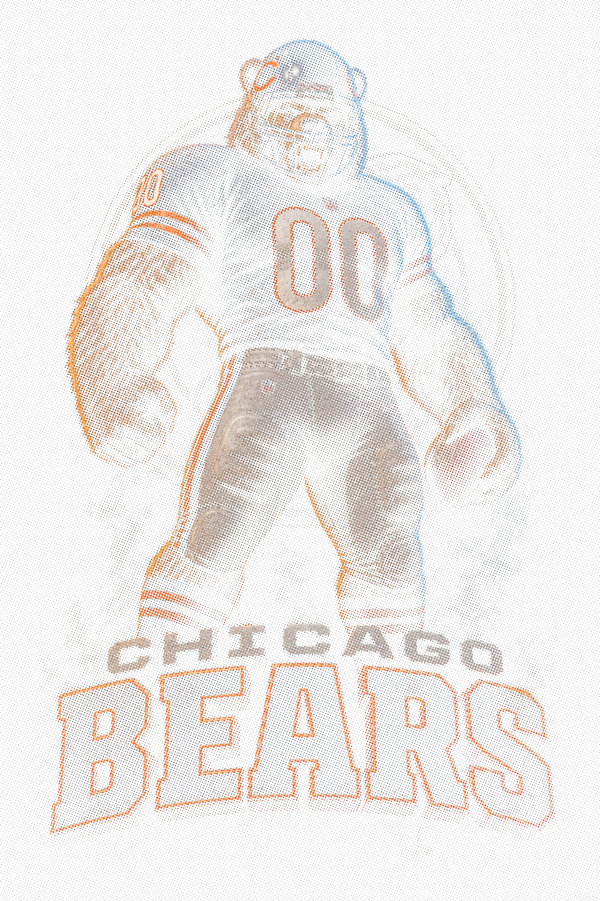 Chicago Bears Gridiron Halftone (Black Background)