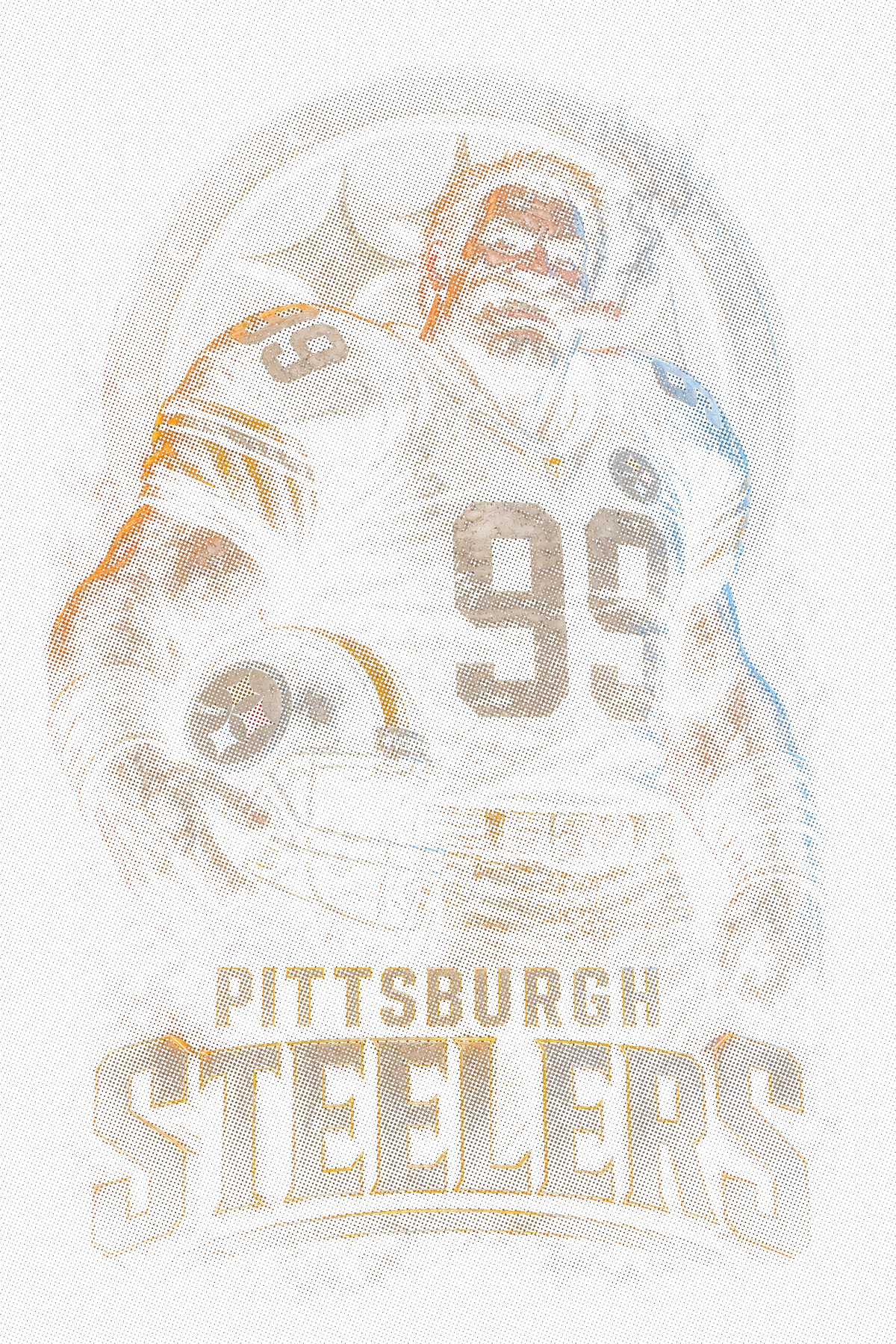 Pittsburgh Steelers Gridiron Halftone (Black Background)