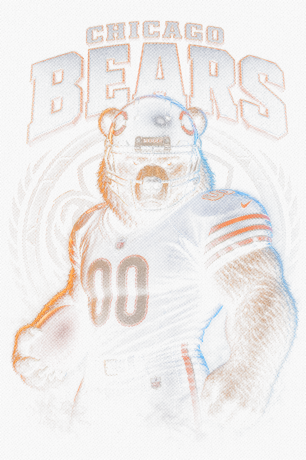 Chicago Bears Gridiron Halftone (Black Background)