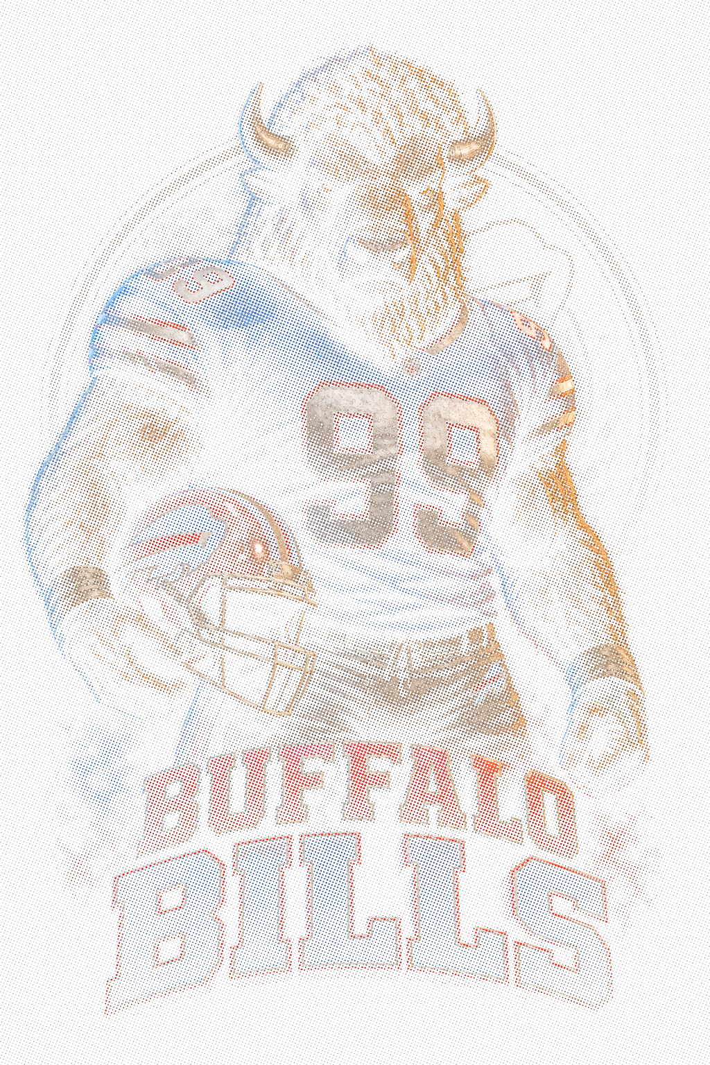 Buffalo Bills Gridiron Halftone (Black Background)