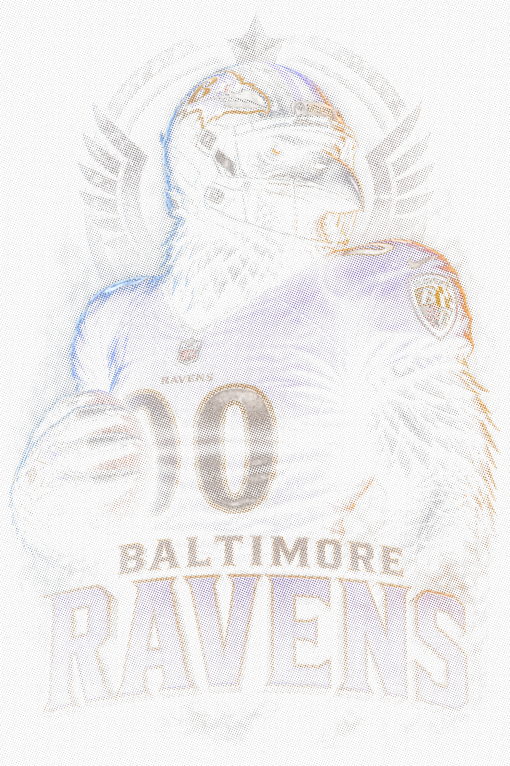 Baltimore Ravens Gridiron Halftone (Black Background)