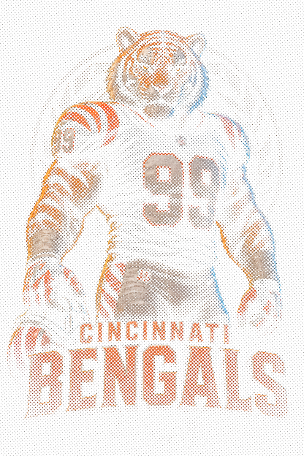 Cincinnati Bengals Gridiron Halftone (Black Background)