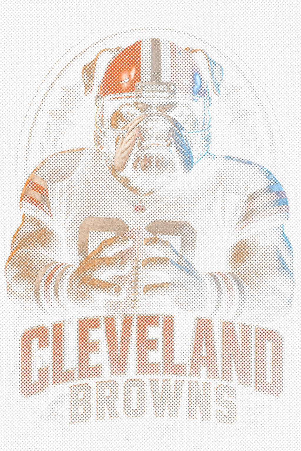 Cleveland Browns Gridiron Halftone (Black Background)