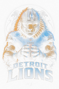 Detroit Lions Gridiron Halftone (Black Background)