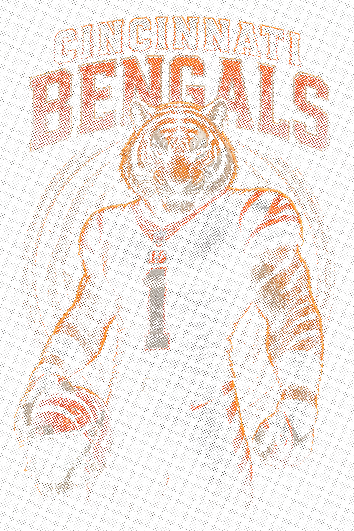 Cincinnati Bengals Gridiron Halftone (Black Background)