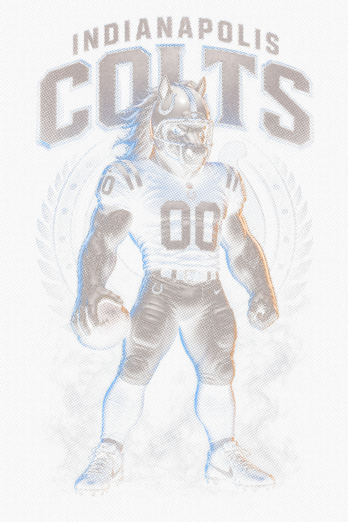 Indianapolis Colts Gridiron Halftone (Black Background)
