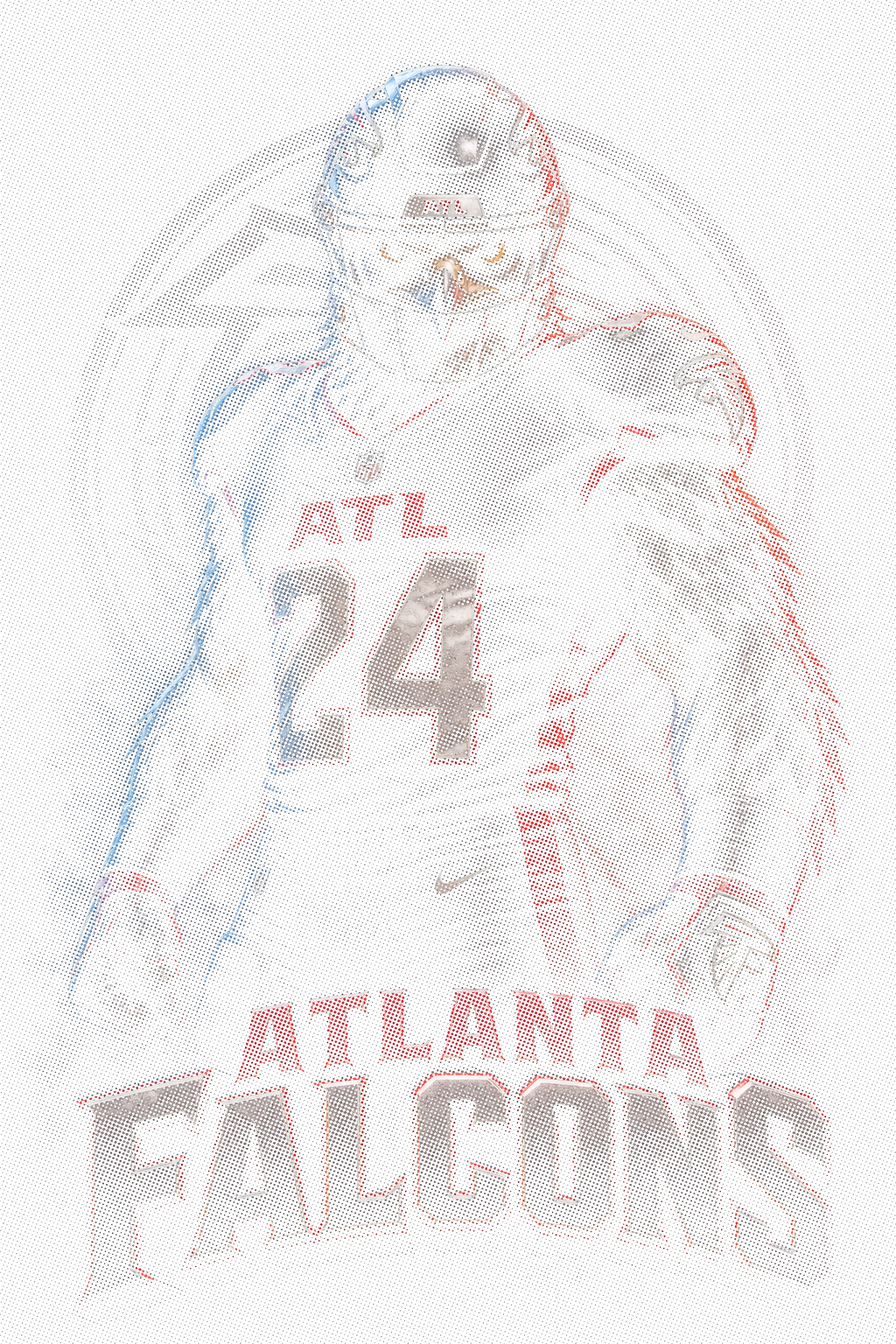 Atlanta Falcons Gridiron Halftone (Black Background)