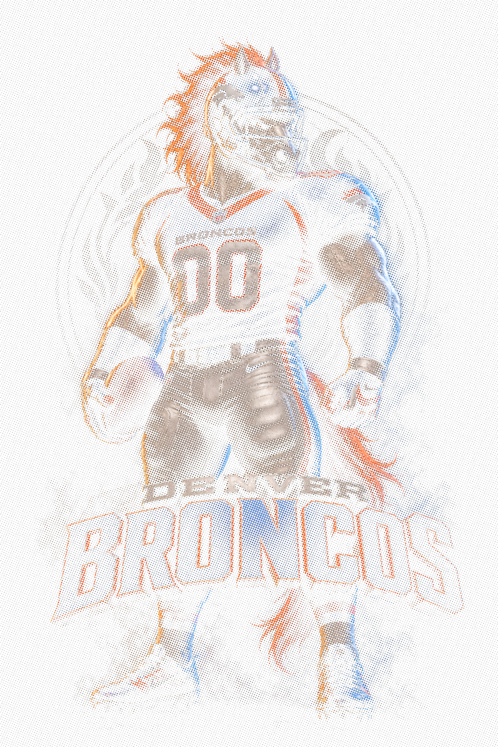 Denver Broncos Gridiron3 Halftone (Black Background)