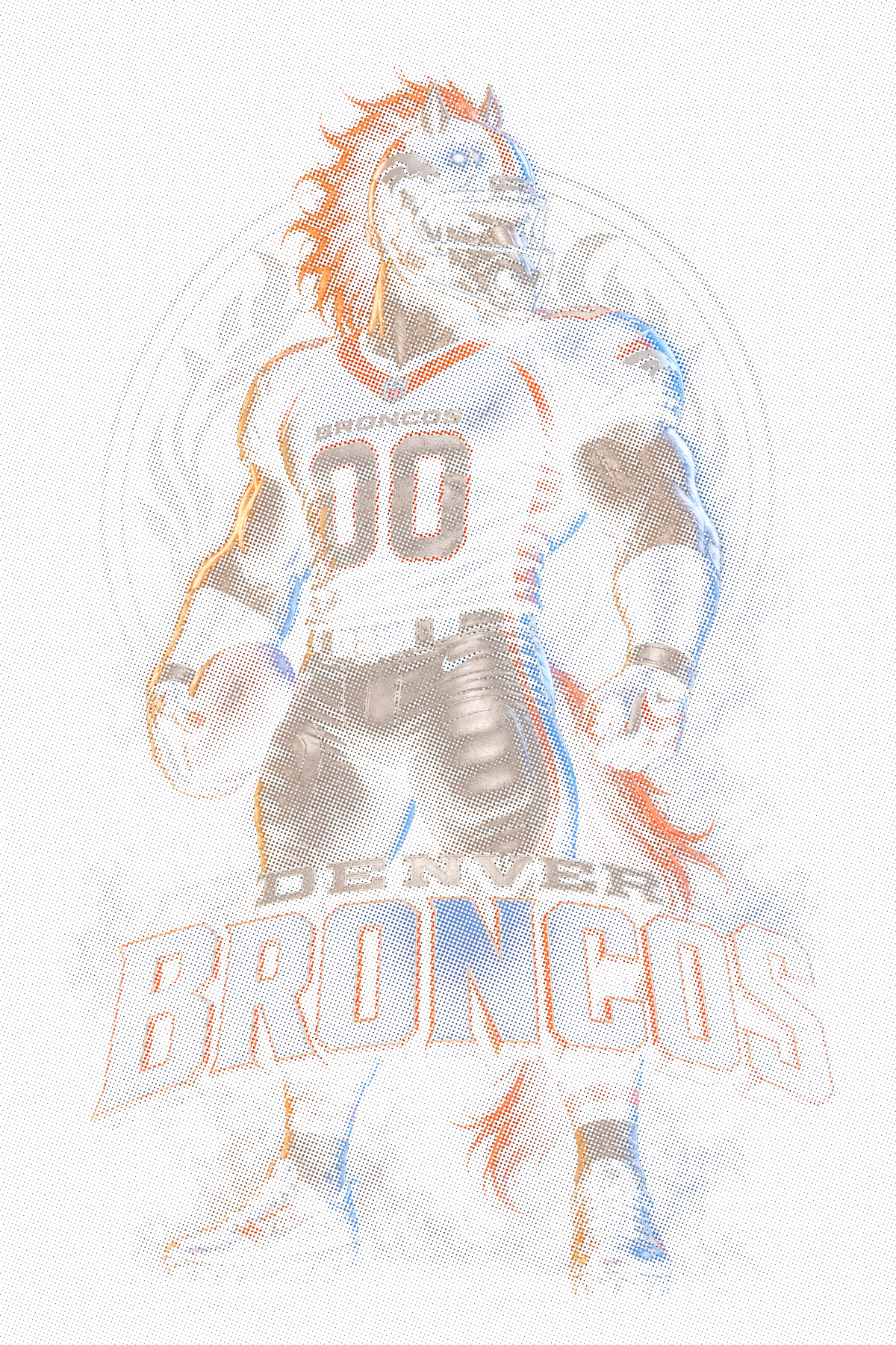 Denver Broncos Gridiron3 Halftone (Black Background)