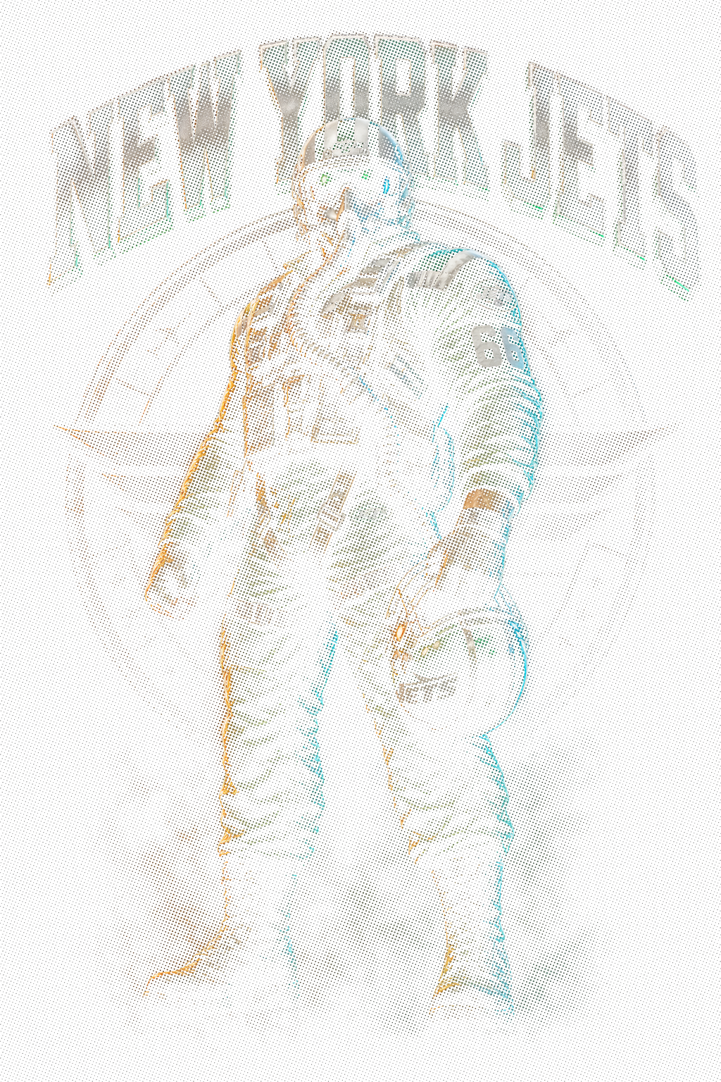 New York Jets Gridiron Halftone (Black Background)