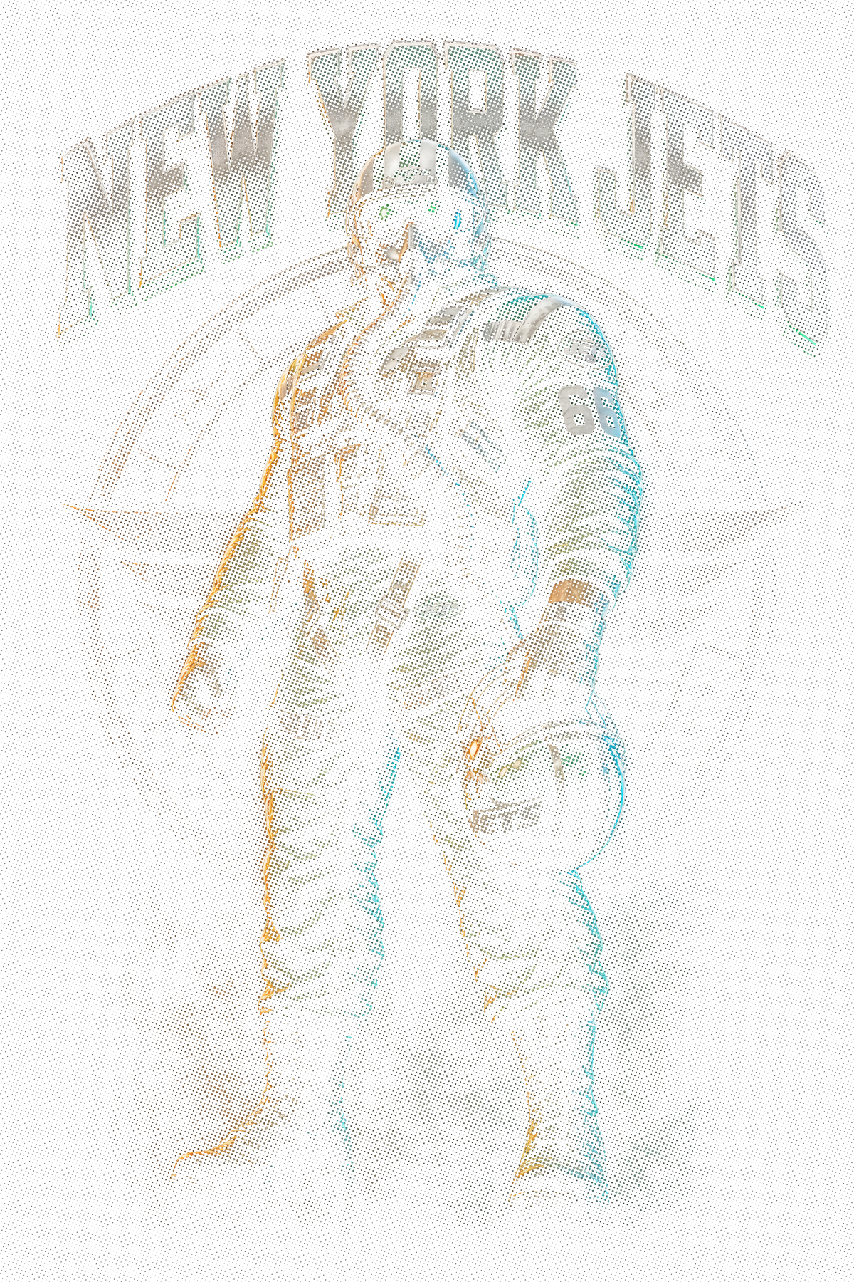 New York Jets Gridiron Halftone (Black Background)