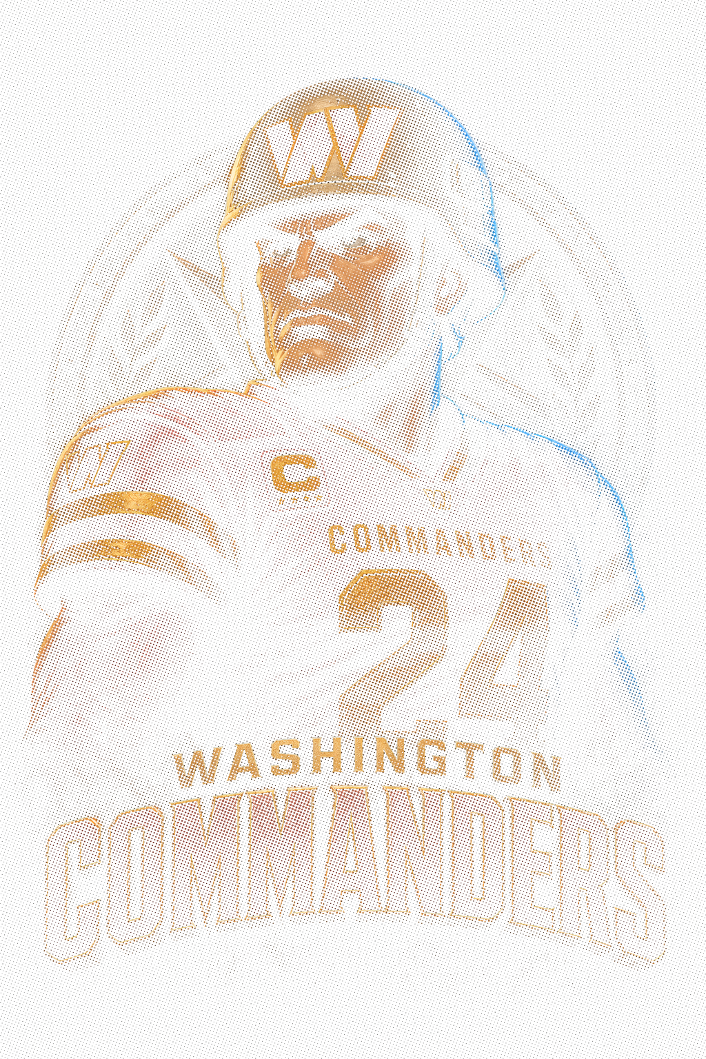 Washington Commanders Gridiron Halftone (Black Background)