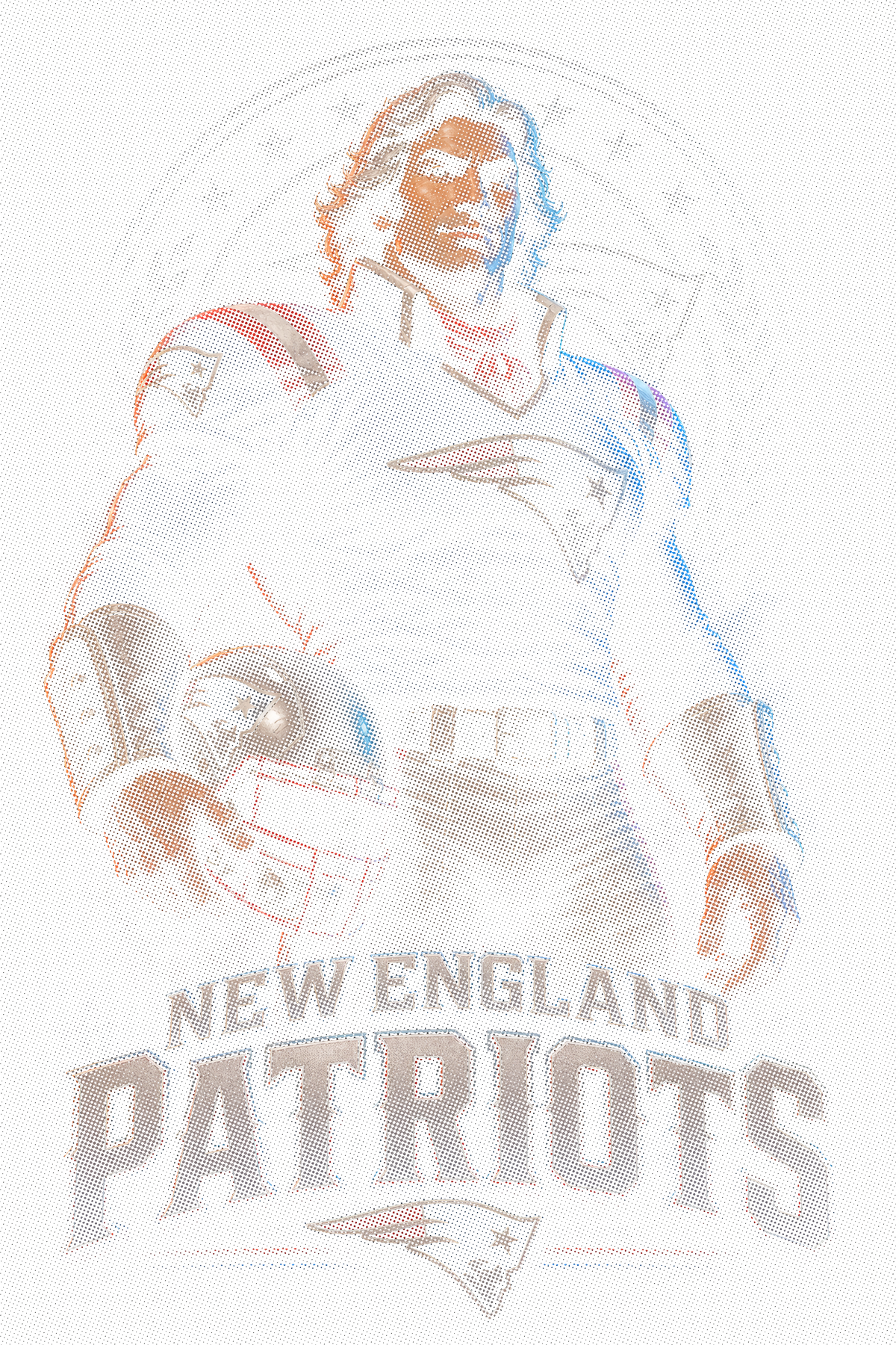 New England Patriots Gridiron Halftone (Black Background)